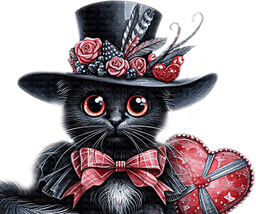 SM3 CAT RED HEART VDAY IMAGE PNG - png gratuito