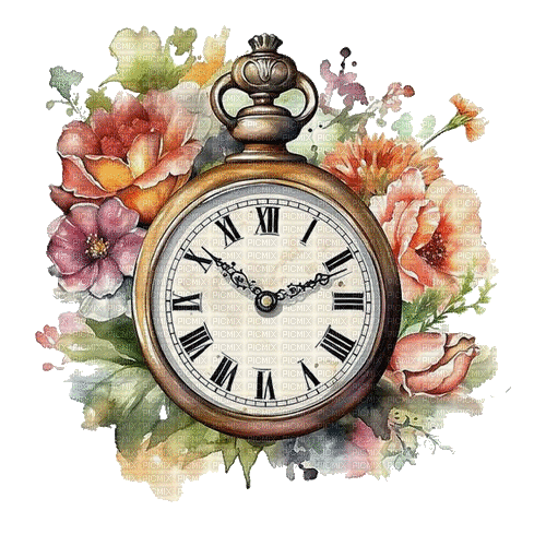 watch, flowers,, vintage, montre, fleurs, - Безплатен анимиран GIF