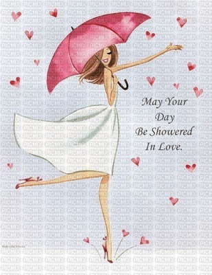 LADY WITH UMBRELLA LOVE SHOWERS - PNG gratuit