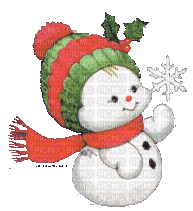 Snowman with Snowflake - 免费动画 GIF