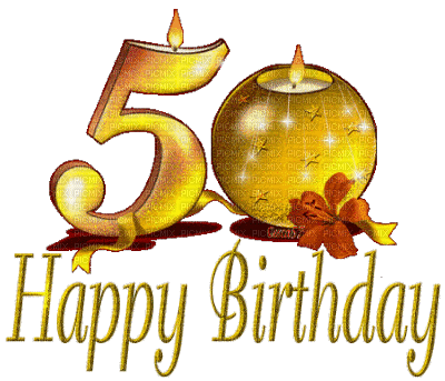 Happy 50th Birthday, animated , 50th , candles - Бесплатный анимированный гифка - PicMix
