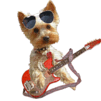 Kaz_Creations Animated Dog 🐶 Playing Guitar 🎸 - GIF animate gratis