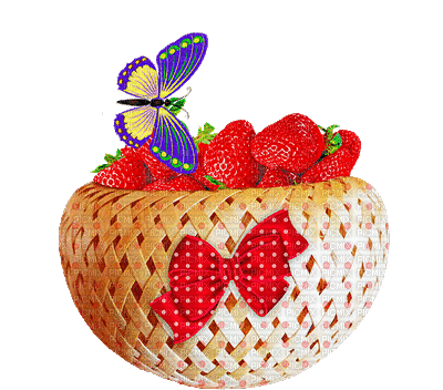 fruits et papillon - GIF animado grátis