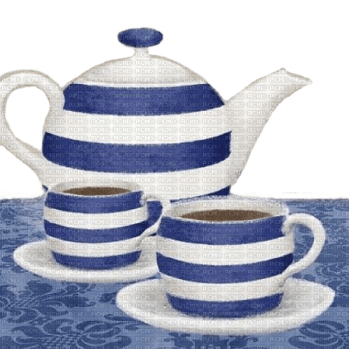 Tee, Kaffee, Kanne, Tassen, Tischdecke - gratis png