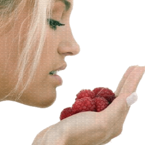 Woman eating Raspberries - PNG gratuit