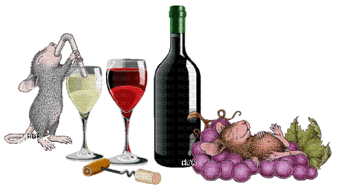 Wein, Gläser, Trauben, Mäuse - Ilmainen animoitu GIF