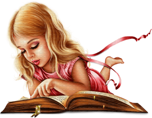 Children. Girl reading book. Leila - безплатен png