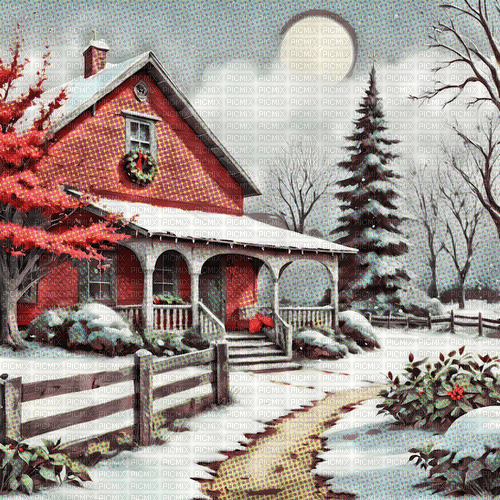 sm3 winter home comic style red image background - 無料png