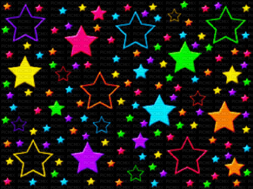 colorful stars black background - Free PNG