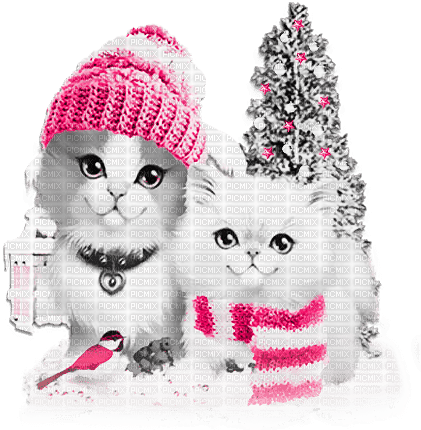 soave deco animals christmas winter tree cat - ücretsiz png