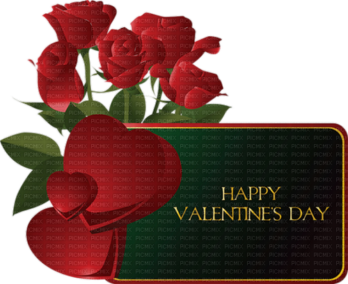 Va;entine's Day Heart Rose Red Green - Bogusia - Free PNG