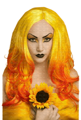 Kaz_Creations Woman Femme Yellow-Hair Flower - bezmaksas png