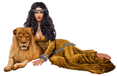 Woman with a lion. Leila - Free PNG