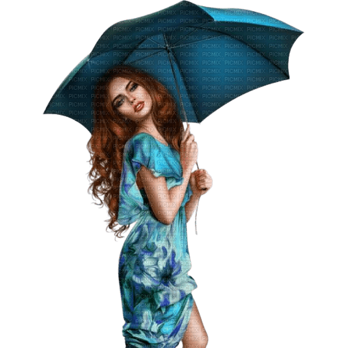 Femme avec un parapluie - gratis png