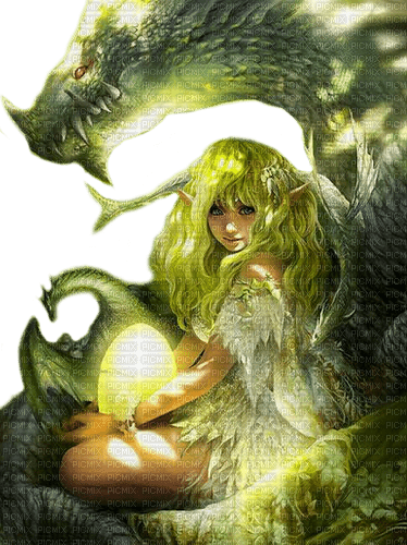 elf with dragon by nataliplus - 免费PNG