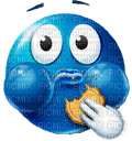 Blue emoji eating cookie - gratis png