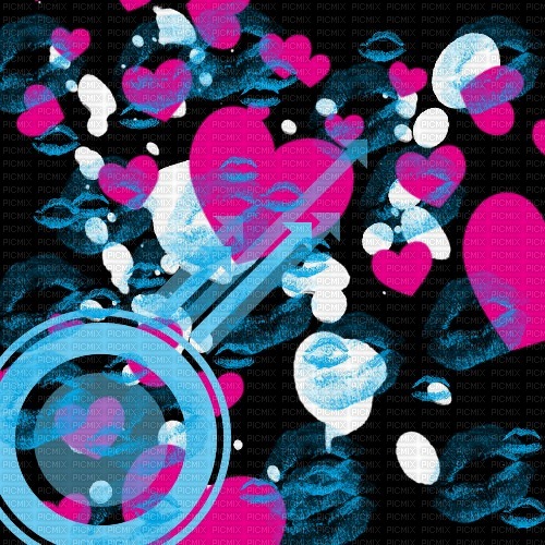 Black, pink, and white background, blue lipstick - PNG gratuit