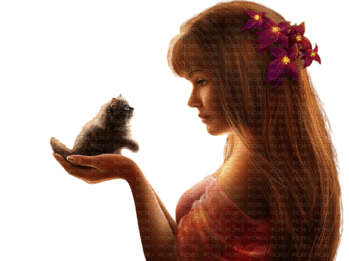 girl with a cat - безплатен png
