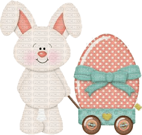 Hase mit Wagen, Osterei, Ostern - PNG gratuit