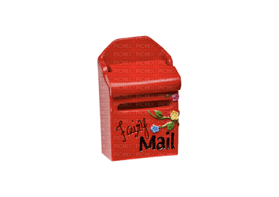 fairy tale  elf elfe fee   fantasy  tube deco mailbox red letter postbox post mail  garden jardin - PNG gratuit