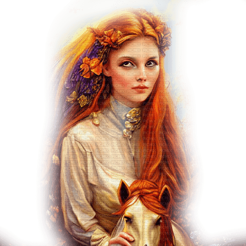 kikkapink autumn vintage woman horse painting - фрее пнг
