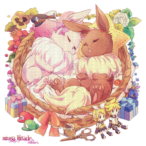 ..:::Sleeping Eevees,Mario/Vocaloid Crossover:::.. - безплатен png