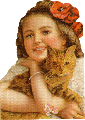 dolceluna vintage baby child cat orange spring - бесплатно png