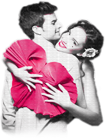 soave couple valentine  heart black white pink - Free PNG