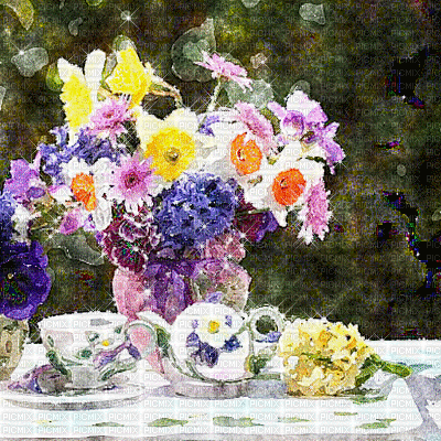 kikkapink background spring  flowers vase - GIF animasi gratis