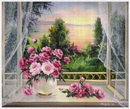 open window nature flowers - δωρεάν png