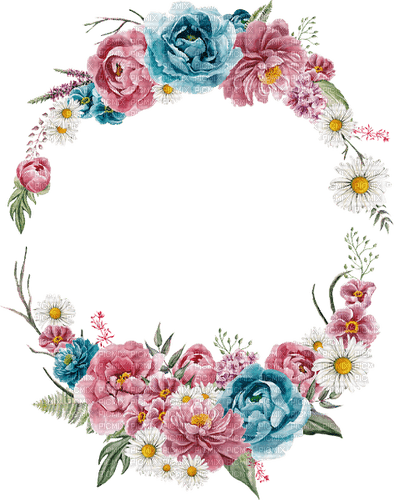 kikkapink circle frame flowers - besplatni png