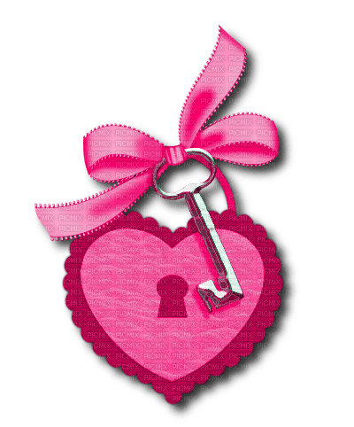 Heart.Lock.Key.Bow.Silver.Pink - png grátis