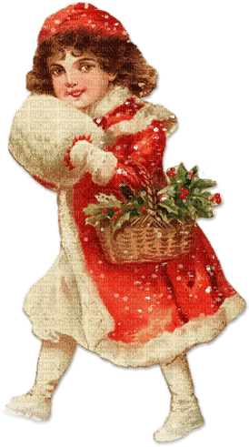 soave girl  children  winter vintage christmas - PNG gratuit