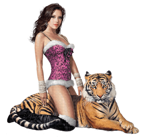fantasy woman with tiger by nataliplus - png gratuito