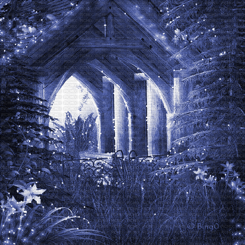 Y.A.M._Fantasy Landscape background blue - Bezmaksas animēts GIF