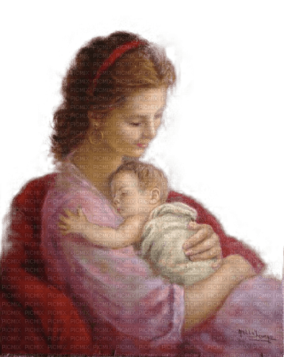 mother child vintage painting pink - ücretsiz png