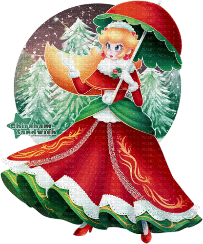 Peach Mario Christmas - Gratis animerad GIF