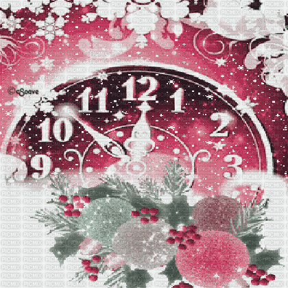 soave background animated christmas new year clock - 無料のアニメーション GIF