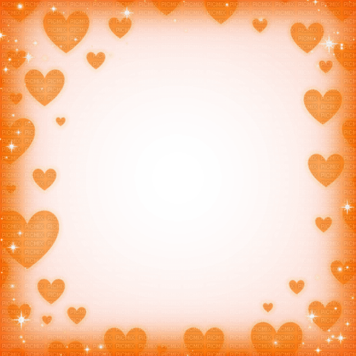 Hearts.Sparkles.Frame.Orange - zdarma png