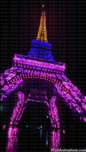 Eiffel Tower Rainbow Lights - Nemokamas animacinis gif