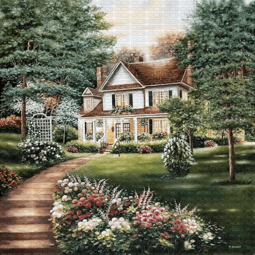 Rena Sommer Haus Garten Hintergrund - ilmainen png