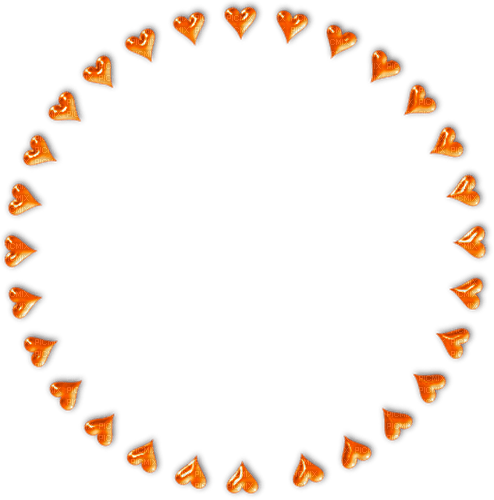 Hearts.Circle.Frame.Orange - PNG gratuit