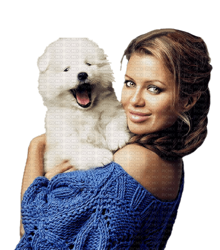 femme et chien - gratis png