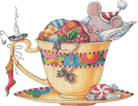 Maus in Tasse, Weihnachten - png gratis