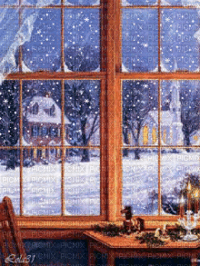 Background Window in Winter - GIF animé gratuit
