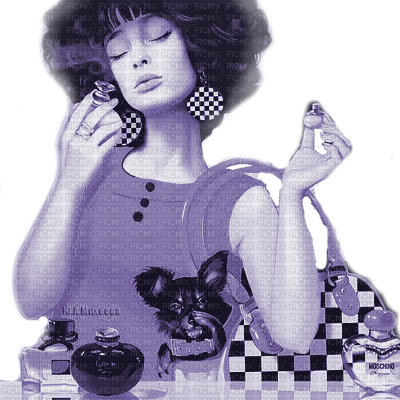 Y.A.M._Vintage retro Lady dog purple - Free PNG