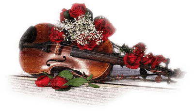 minou-Flower with the violin-blommor med violin - zdarma png