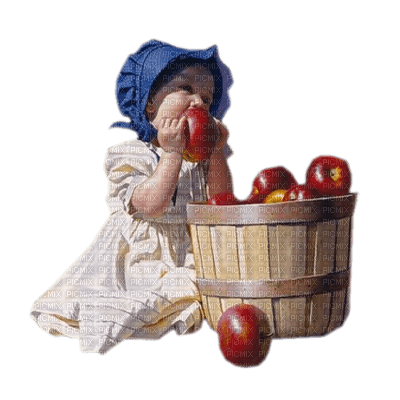 girl eating apples - ücretsiz png