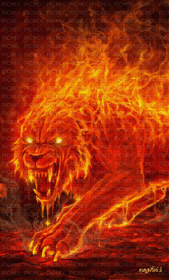 León de fuego - GIF animate gratis