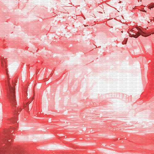 Y.A.M._Japan Spring landscape background red - Zdarma animovaný GIF